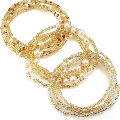 3 Piece Waist Beads for Women, Elastic Chain African Waist Beads, Plus Size Bikini Jewelry, Casual Plain Design, All Seasons, Body Jewelry, Adjustable Waist Chain, Body Chains, Body Jewellery