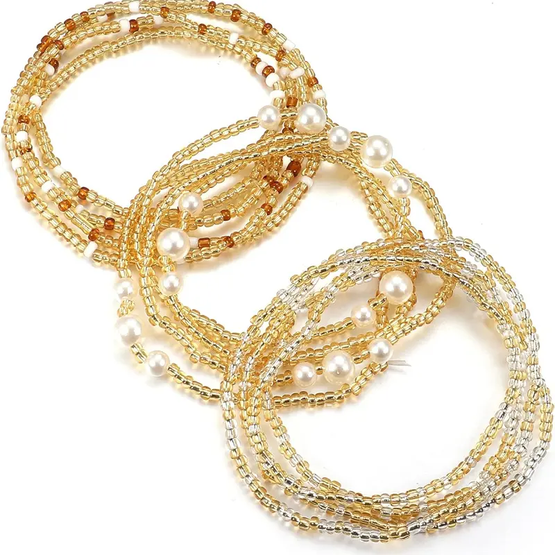 3 Piece Waist Beads for Women, Elastic Chain African Waist Beads, Plus Size Bikini Jewelry, Casual Plain Design, All Seasons, Body Jewelry, Adjustable Waist Chain, Body Chains, Body Jewellery