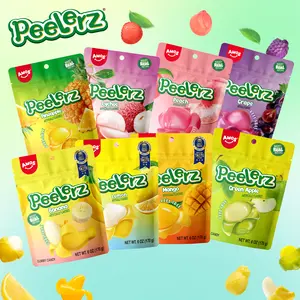 Amos Peelerz - Green Apple Lychee Mango Pineapple Peelable Fruit Gummies Made with Real Juice 8Pack Fruity Mix Sweet Crisp Exotic Candy Snack