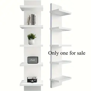 5-Tier White Floating Storage Shelf | Durable Heavy-Duty Wooden Structure, Easy to Clean, Ideal for Storing Books, Exhibits and Decorations - Suitable for Living Rooms, Bedrooms and Entryways - Multi-Room Use with Minimalist Design Wall Mounted Shelf