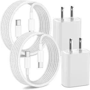 iPhone 16 15 Charger Fast Charging, 2Pack 20W Wall Charger +6.6FT Braided USB-C to USB-C Charge Cable for iPhone 16/16 Plus/16 Pro/16 Pro Max/15/15 Plus/15 Pro Max