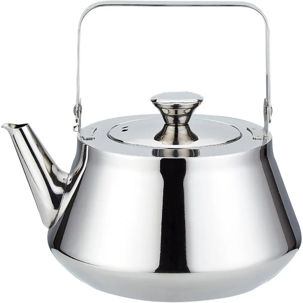 SANQIAHOME Silver Stainless Steel Tea Pot for Stove with Lid, Built-In Strainer Filter, 1500ml (1.3-2.1 Qt) Wide Mouth, Anti-Drip, Heat-Resistant, Internal Electrochemical Treatment, Mirror Polish Kitchen Tea & Coffee Ware