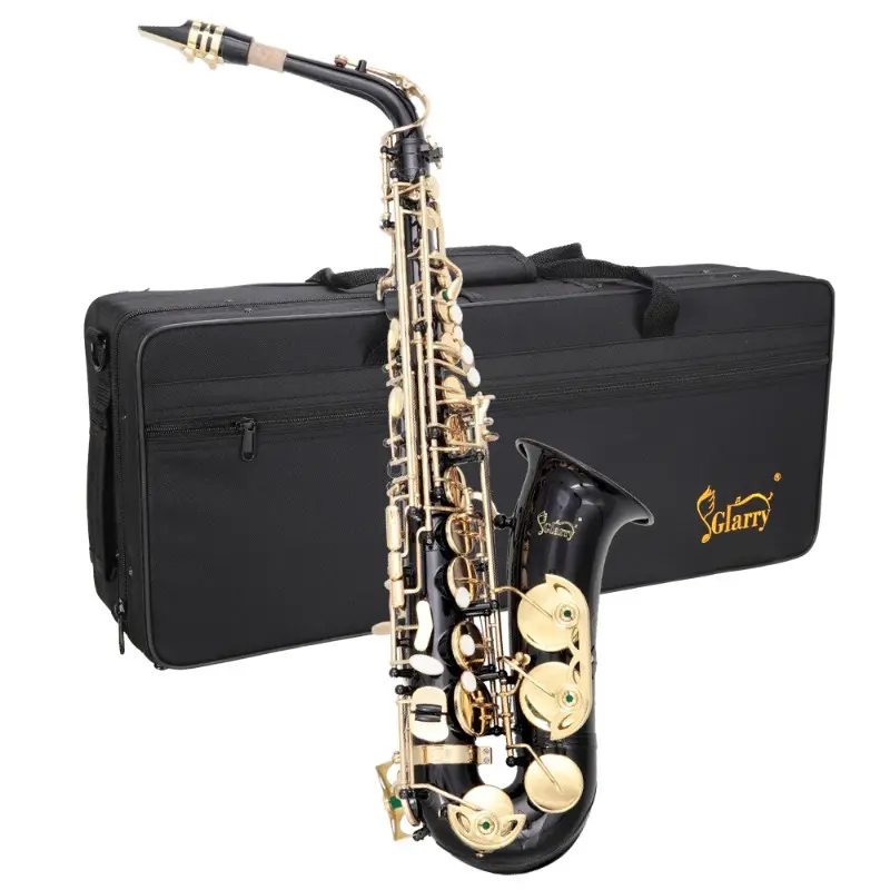 Student E-Flat Alto Saxophone - Black Rock Style Brass Body, Classical Forms, 11 Reeds, Case, Care Kit, 26" / 66Cm), 8.15 lb (3.7kg), Well-Centered Sound, Durable Paint, Easy to Play, Vibrant Feel, for Jazz & Music Enthusiasts