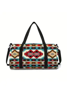 Striped pattern printed large capacity travel duffel bag, portable handheld storage bag, Convenient Carry Bag, Travel Duffle Bag