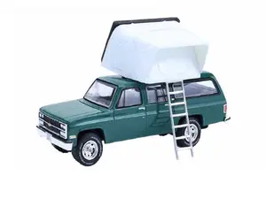 1990 Chevrolet Suburban - Green w/ Modern Rooftop Camper (The Great Outdoors Series 4) Diecast 1:64 Scale Model - Greenlight 38080E