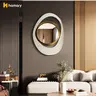 Homary 1-Piece Irregular Wall Accent Mirror - 23.6-Inch White & Gold Geometric Reflective Glass, Fingerprint-Proof Floating Decorative Edging Wall-Mounted Mirror, Easy Installation Home Decor for Living Room, Bedroom