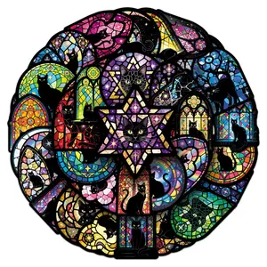 100pcs two sets of duplicate cartoon color Windows and black cat cute animal stickers creative storage box skateboard guitar stickers Funny Stickers Sticker Sheets