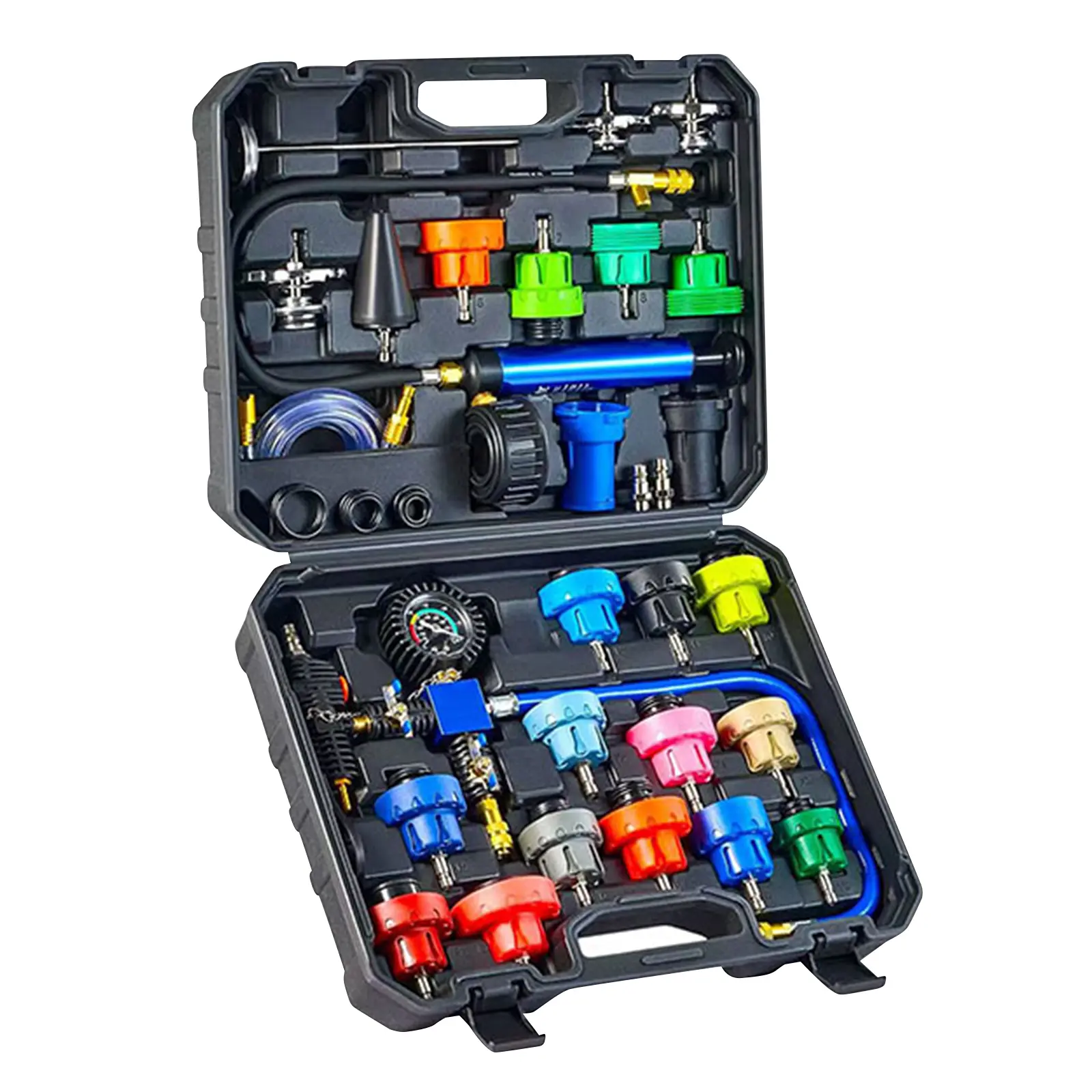 31 Pcs Coolant Pressure Tester Kit with 23 Radiator Adapters Coolant Vacuum Refill Kit with Vacuum Pump & Probe Thermometer Cooling System Water Tank Leak Test Detector Set for Cars Motorcycles Trucks