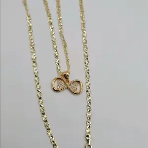 valentines day INFINITY necklace with hearts Gold-plated chain small 18"inches big 24"inches available pick one