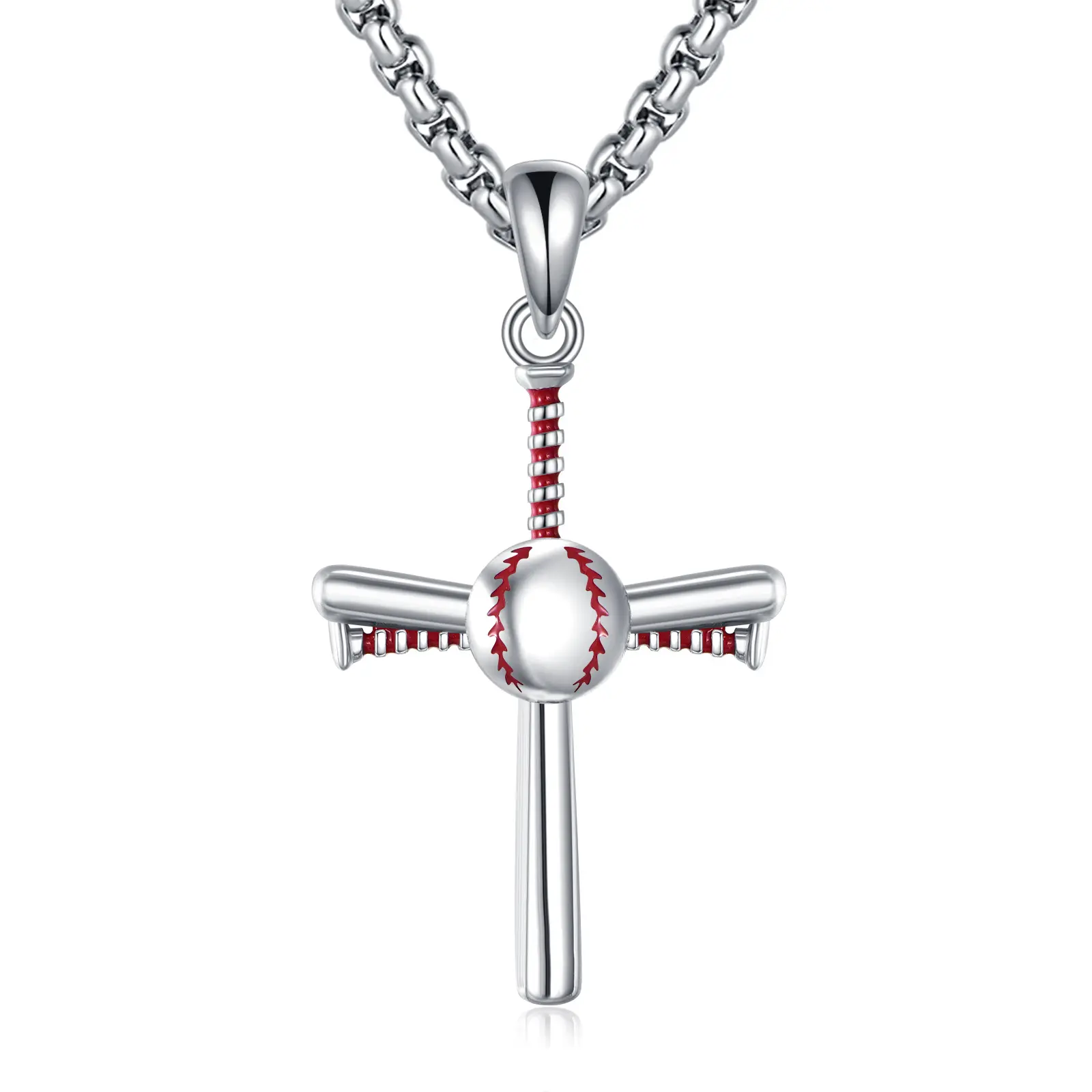 Baseball Cross Necklace, 925 Sterling Silver Baseball Pendant, Christian Jewelry Gifts for Men, Women, and Baseball Lovers