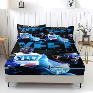Jey Uso Wrestling Theme Bedding Set, Classic Yeet Slogan, Non-Slip Dustproof Cover, Includes Sheet and Pillowcases, Bedroom Decor for Teens & Adults, Bed Sheets