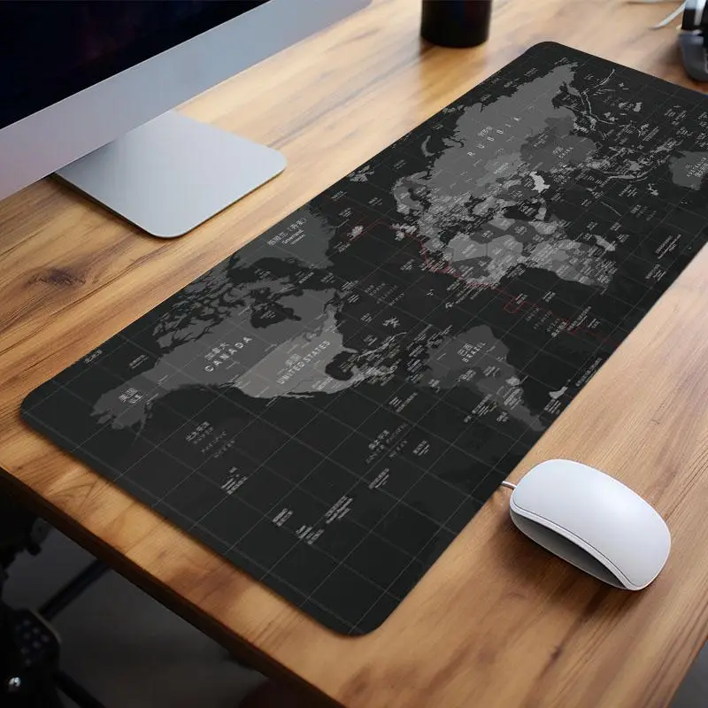 Extra Large World Map Mouse Pad, XXL World Map Keyboard Mat, Non-slip Rubber Base Stitched Edge Mouse Pad For Home Office