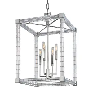 Alpine 6-Light Large Lantern With Polished Nickel Finish And Aged Brass Accents