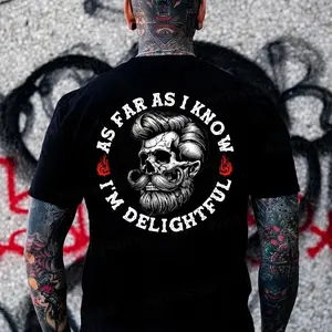 As Far As I Know I'm Delightful Monkey T-shirt Fitted Short Sleeve Crew Neck Casual Rock Gothic Summer Medium Length 100% Cotton USA Made