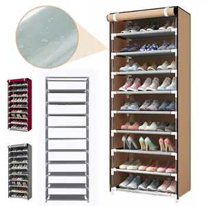 10-Tier Shoe Rack Sturdy Shoe Rack Organizer for Closet Entryway Stackable Shoe Shelf with Dustproof Cover,Room Accessories Holds 25-30 Pairs