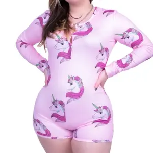 Pink Unicorn onesie Cotton Comfort Comfy Cute Soft Stretchy Spandex Womenswear Bodysuits Lightweight prettygirlloungeset womenswear pajama lady homewear