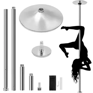 【Valentine Gift】Yaheetech Professional 45mm Portable Chrome Dance Pole, with 2 Modes Spinning Static Dancing Pole For Home Portable Removable Home Dancing Pole, Height Adjustable 7'-9'