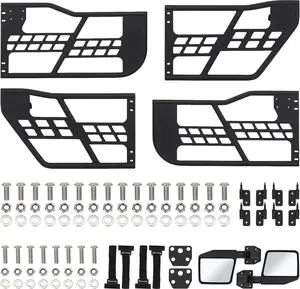 【GARVEE】Off Road Tubular Trail Doors with Side View Mirror Compatible with 2018-2025 Wrangler JL 4 Door , Set of 4 Half Tube Doors for Offroad Trail Adventure