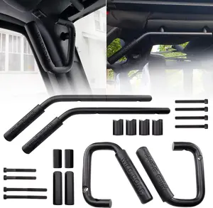 Front & Rear Grab Handle Kit Aluminum Alloy Grab Bar for 2007-2018 Jeep Wrangler JK JKU Rubicon Sport Sahara (Black) jeep accessory