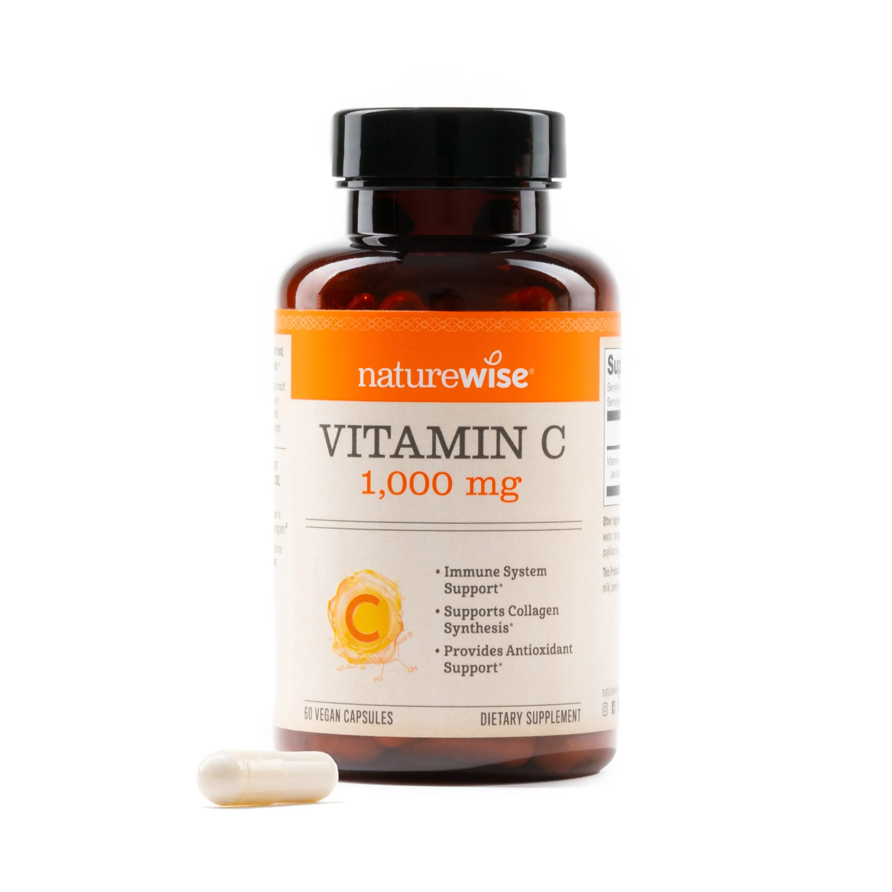 NatureWise Vitamin C 1000mg Capsules - Extra Strength Vegan Vitamin C for Daily Antioxidant & Immune Support - Non-GMO, USA Manufactured