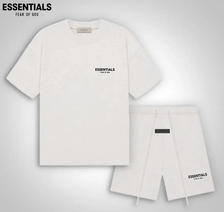 2 piece set Fear of God Essentials Tee & Sweatshort 100% Cotton Oversized Streetwear Unisex Matching Set Casual Loungewear Clothes Menswear