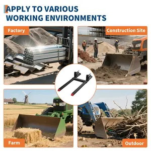 43 Inch, 2000lbs Capacity Adjustable Heavy-Duty Clamp-On Pallet Forks for Tractor Loader Adjustable Stabilizer Bar, Global Fit, Ideal for Farm, Construction Agriculture Equipment Attachments