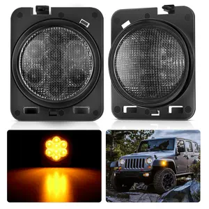 Nilight JK Side Marker Light 8LED Smoked Lens Amber Front Fender Indicator Light Turn Signals Light IP67 Waterproof Clearance Light Compatible with 2007-2017 Wrangler JK JKU