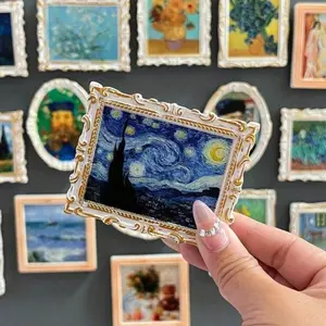 World Famous Art Mini Picture Frames, Van Gogh Series Fridge Magnets, Home Decor Magnetic Frame, High-End Starry Sky Creative Decoration