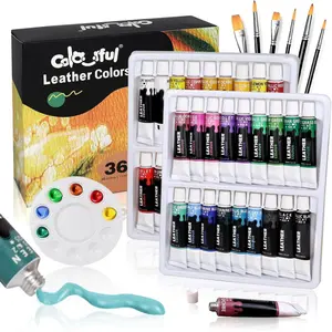 Colorful Acrylic Leather Paint for Shoe Painting- 12/24/36 Colors 12 ml ,Leather Paint for Bag & Wallet Decor, Leather Jacket Care, Crafts DIY & Customizing Leather Projects, Acrylic Art Kit, Extreme Pigment Paint