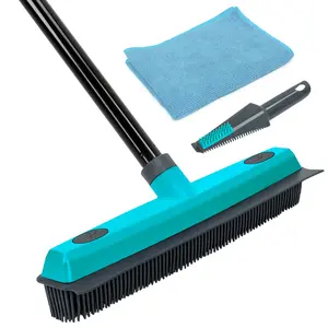 Pet Hair Removal Broom with Squeegee, Rubber Bristles for Efficient Pet Hair Removal and Easy Maintenance
