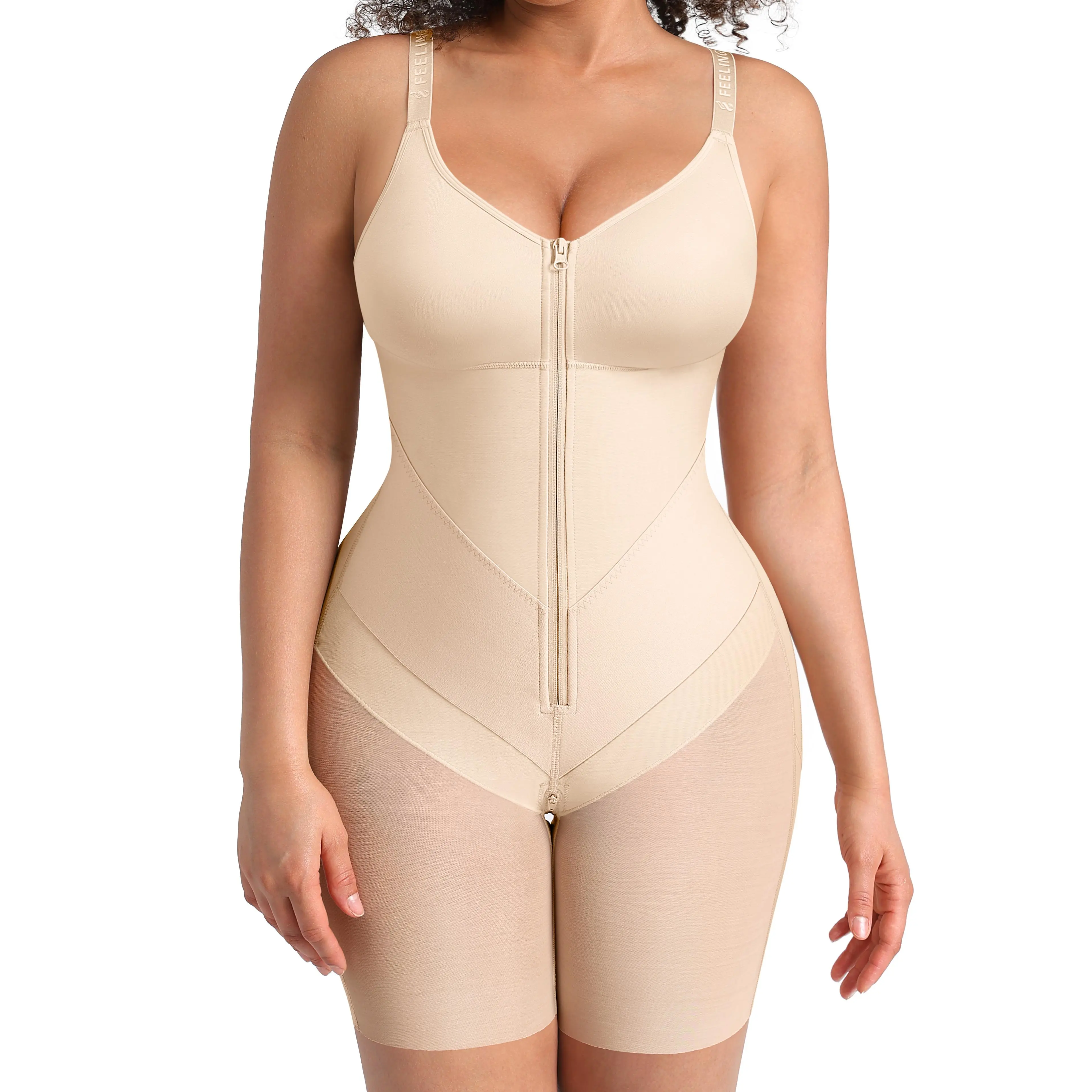 FeelinGirl FeelVibe New Design Fajas Colombianas Shapewear For Women Full Body Shapewear Butt Lifter With Zipper Front