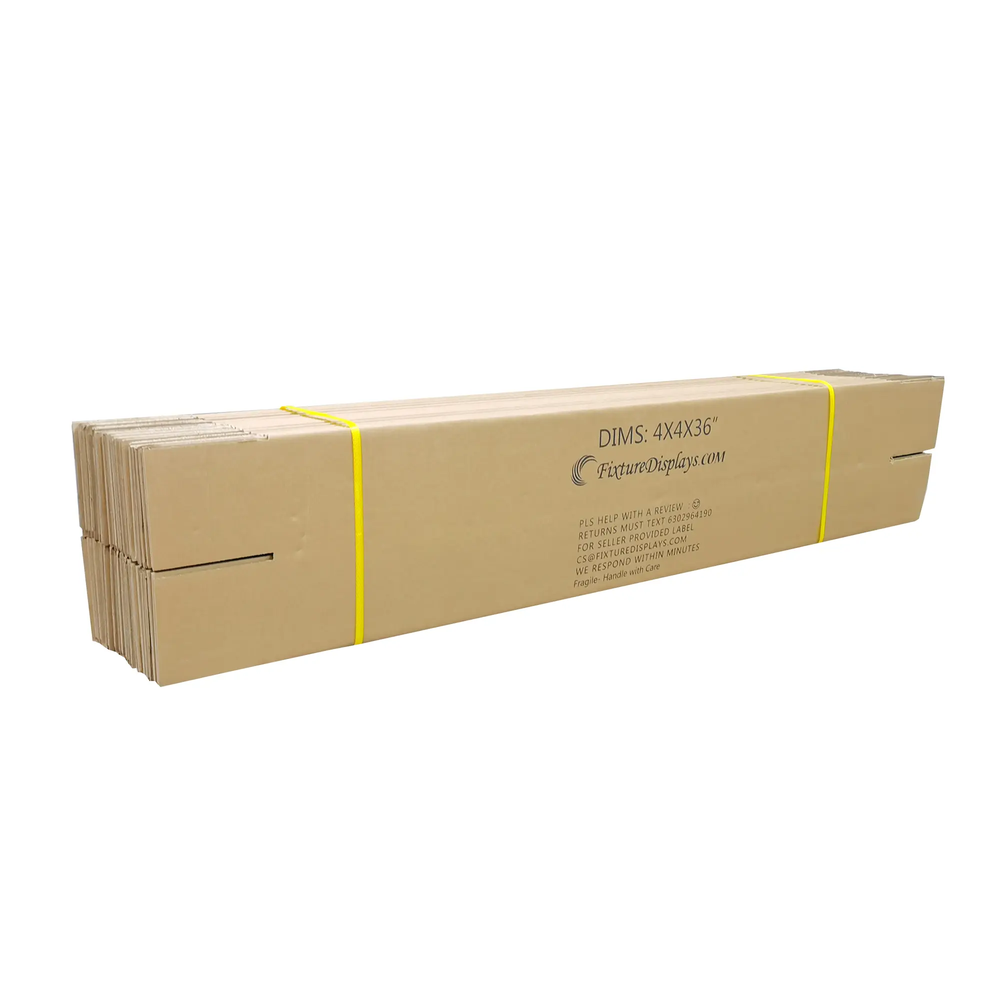 FixtureDisplays® 20 Pack 4 X 4 X 36" Shipping Boxes, Singlewall B Flute Cardboard Box for Shipping, Mailing, Packaging and Storage, Custom Size & Print Welcome 4X4X36-20PK-NF