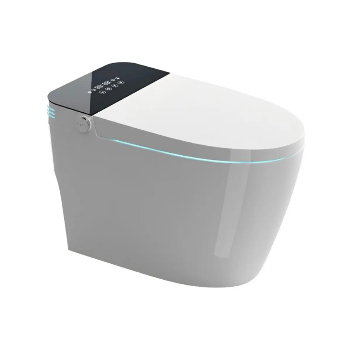 Bellemave ﻿ Tankless Smart Toilet With Bidet Built In, One-piece Bidet Toilet Seat, Auto Flush,Heated Seat, Warm Water and Dry, Adjustable Temp,Remote Control Side Know