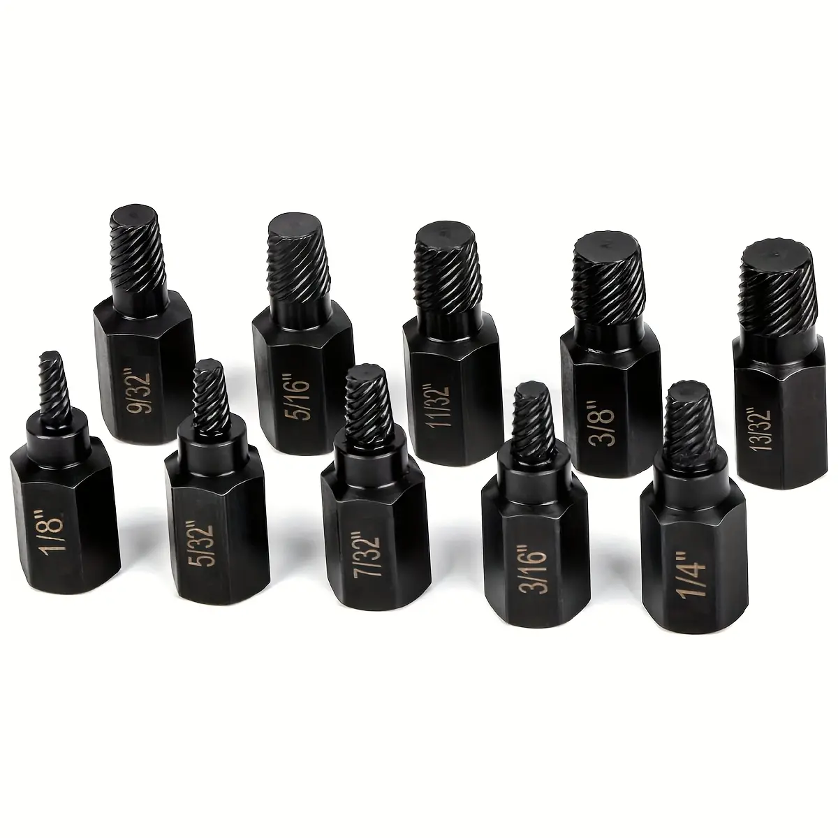 Screw Extractor Set, Hex Head Easy Out Set 10 Pieces, Multi-Spline Ez Out Stripped Extractor (1/8”-13/32”) CR-MO, Stripped Fastener Tool Tool Kit Set Drill Tool