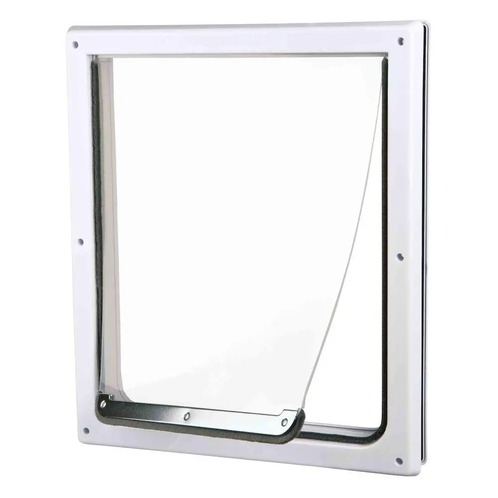Plastic Transparent Durable 2-Way Pet Door for Medium to Large Dogs, Lockable Panel, Silent Close, Easy DIY Installation, Two Way