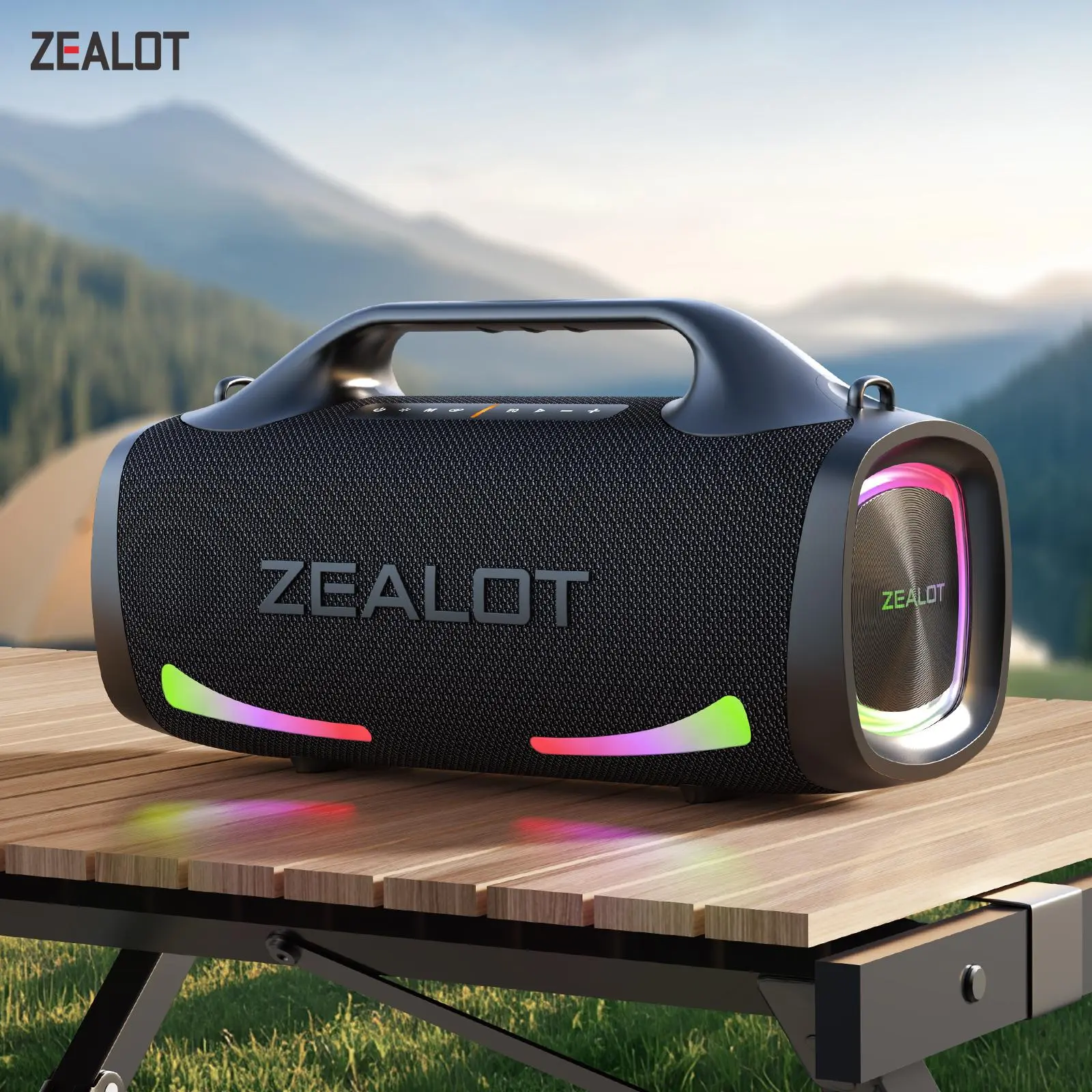ZEALOT S79 100W Wireless Speaker, Portable Waterproof Outdoor Speaker, USB Rechargeable 24000mAh Battery Speaker with LED Light for Home, Car, Camping, Party, Audio