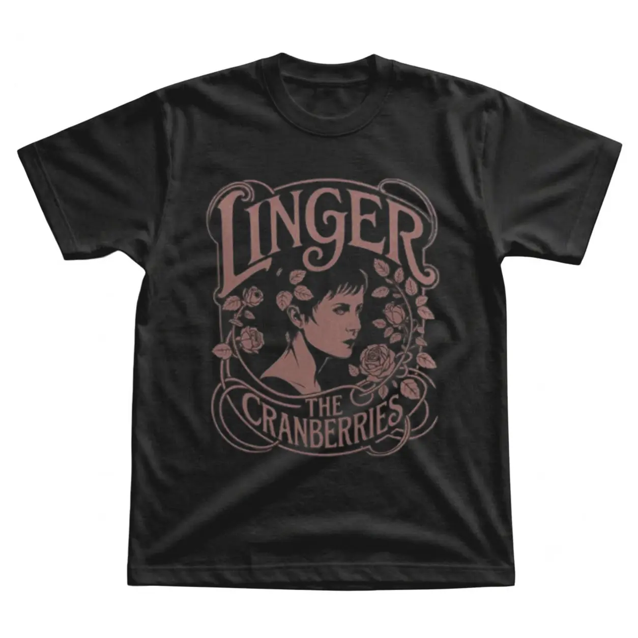 [ On Sale 55% ] The Cranberries "Linger" Graphic Black Cotton Tee Y2K Streetwear Top - Alternative Rock Band Merchandise Retro Apparel Casual Outfit