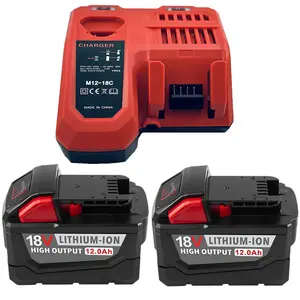[For Milwaukee]4Pack 12000mAh 18V Lithium Batteries 12Ah/18V Replacement for Milwaukee M-18 Lithium  Battery Compatible with 48-11-1862 48-11-1852 48-11-1882 Cordless Tools Black Friday Christmas Gift