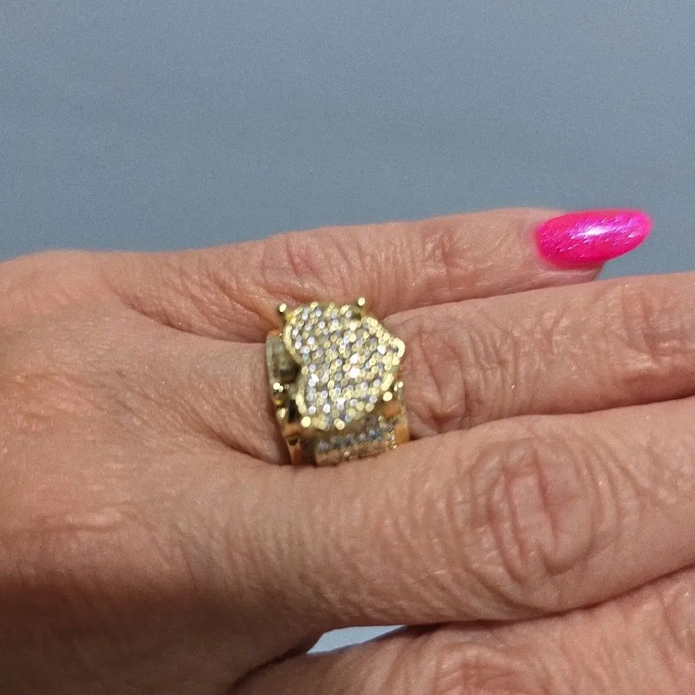 Gorgeous yellow 18k plated Princess heart ring the heart is smaller with white zirconia making this ring for Special Occasions or Everyday Wear