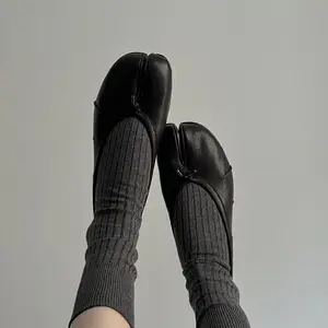 Women's Split-Toe Ballet Flats, Soft Leather Slip-On Loafers, All-Day Comfort Casual Footwear, Minimalist Daily Shoes