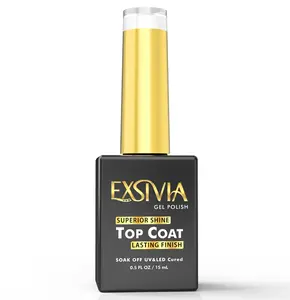 EXSIVIA Endless Ultra Shine Fast Setting Top Coat - No Wipe, Chip-Resistant, Easy Soak Off Lamp 15mL Acrylic Gel