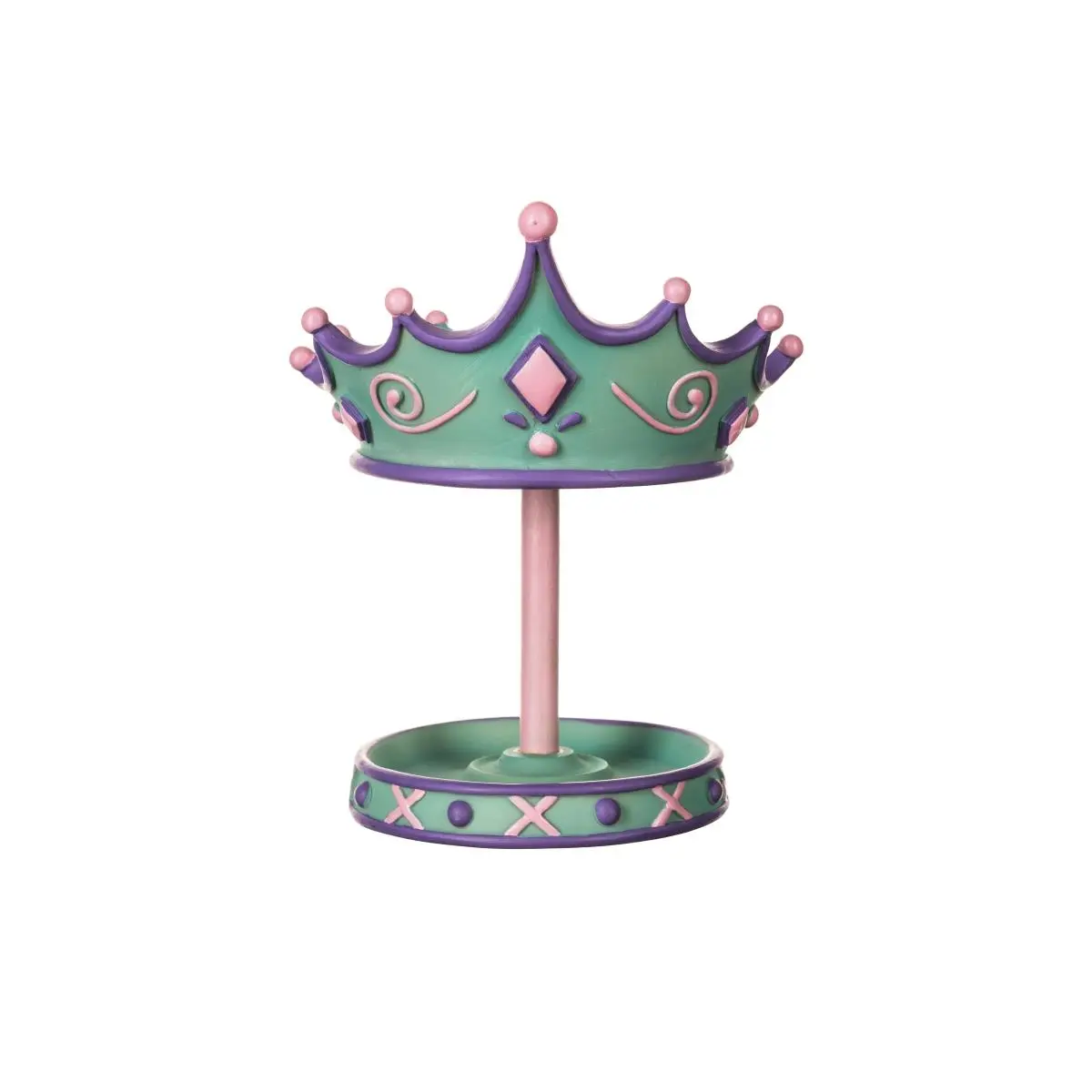 212 MAIN Model 90021 Light Plastic Novelty Print Crown-Shaped Princess Theme Stand-Up Countertop Toothbrush Holder, 5.5x5.5in Pastel Multi-Color Bathroom Home Supply, Plastic Toothbrush Holders