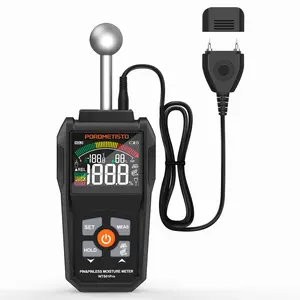 POROMETISTO-WTS01Pro Digital Wood Moisture Meter, 2 in 1 Pin & Pinless Probe sensor, Non-Destructive Moisture Detector, Visual & Audible Alarm, for Wood Drywall Concrete Building Materials Wallboard, Humidity Tester