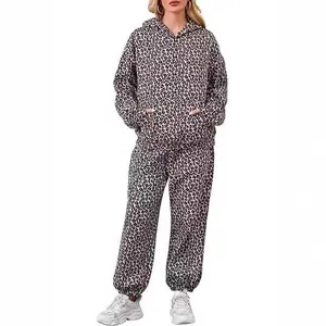 Women's Two-Piece Camo Maple Leaf Print Cotton Sweatshirt Lounge Set N2592301 Long Sleeve Oversized Camo Hoodie & Sweatpants Set for Fall Outfits