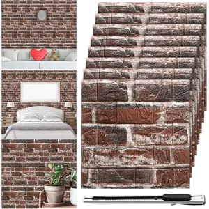 30 Pcs 28.81 Sq ft 3D Wall Panels Peel and Stick Foam Brick Wallpaper Printable Faux Brick Wall Panels Decorative Self Tiles Waterproof(Red Brick)