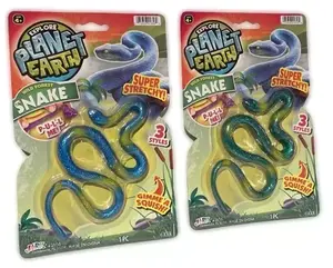 2 Pack SUPER STRETCHY RUBBER SNAKES Realistic Fake Cobra Toy Gift Set Garden Gag