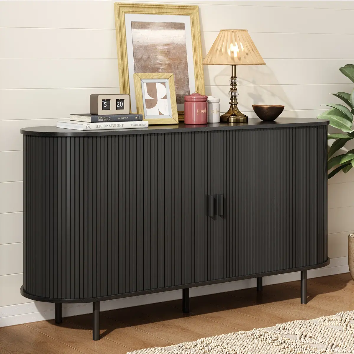 【SummerFinds】ONBRILL 55'' Sideboard Storage Cabinet with Doors and Shelves, Credenza Storage Cabinet for Office, Bedroom Storage Cabinet, Hallway Storage Cabinet, Console Storage Cabinet