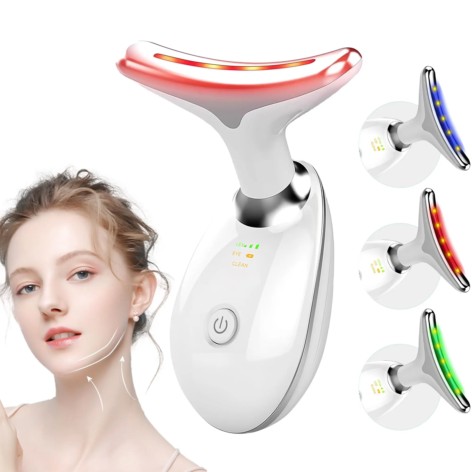 7 in 1 Face Massager Tool, Red Light Therapy for Face and Neck, Portable Face Lift Device, Electric Neck Massager for Double Chin Reducer
