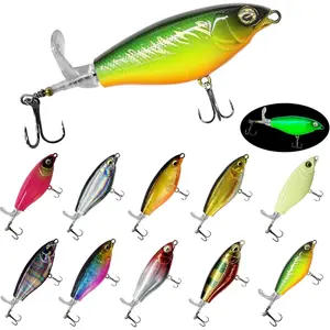 Topwater Whopper Fishing Lure Floating Popper Lure with 3D Realistic Eyes and Sharp Treble Hooks Lifelike Swim Bait for Freshwater Saltwater Bass Pike Musky Fishing