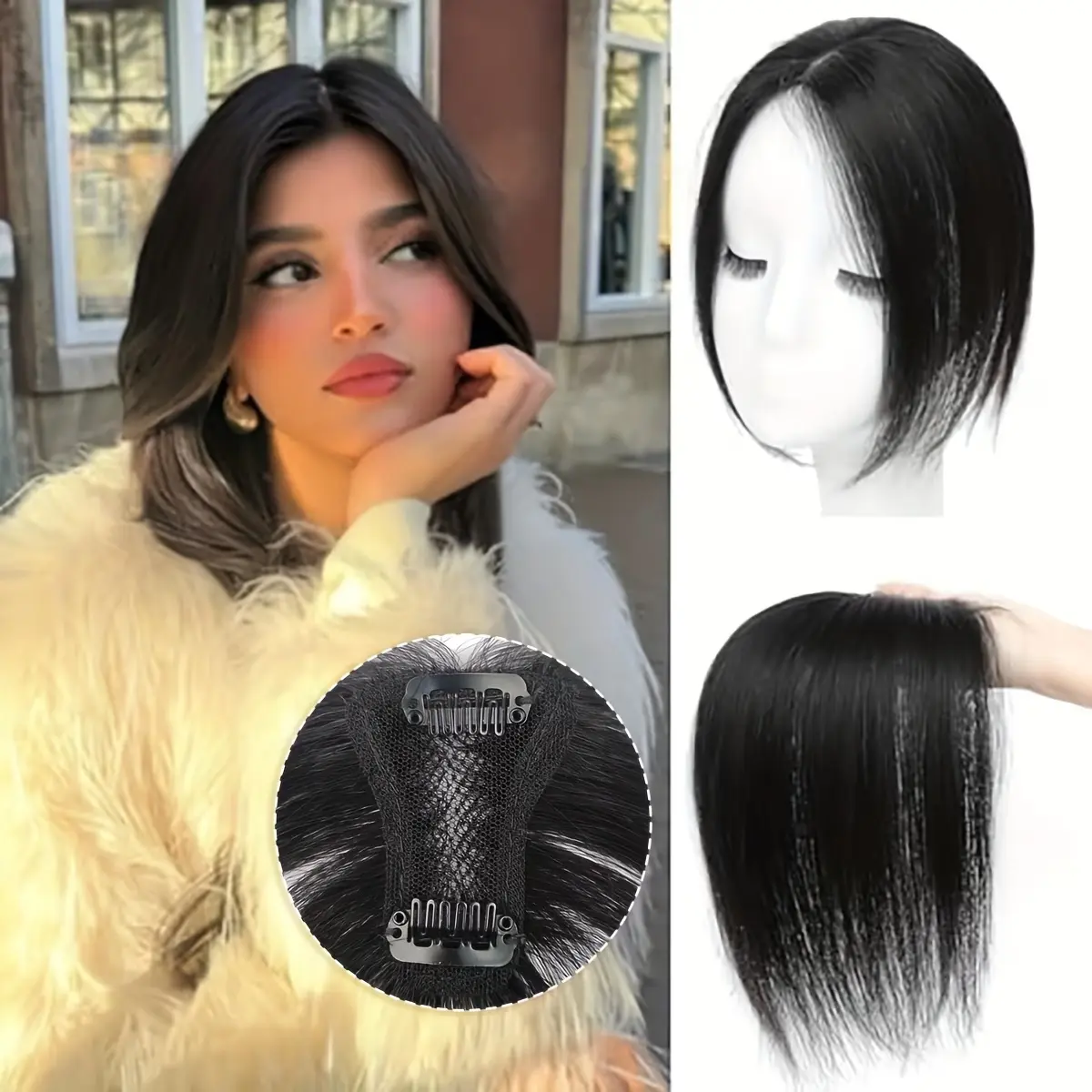 Hair Toppers For Women ，360° coverage hair extensions real human hair lightweight breathable natural looking suitable for daily use. Clip On